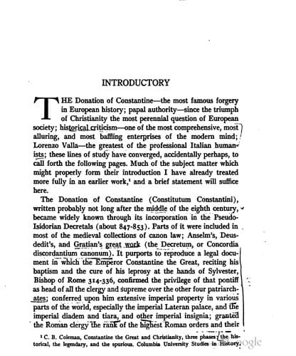 The treatise of Lorenzo Valla on the Donation of Constantine
