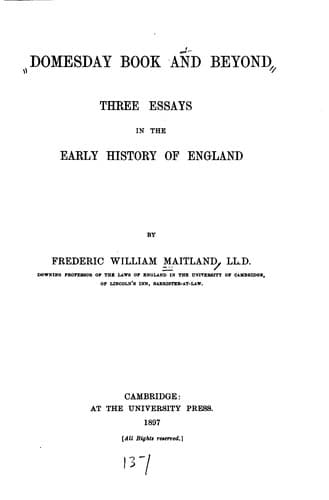 Domesday Book and Beyond: Three Essays in the Early History of England