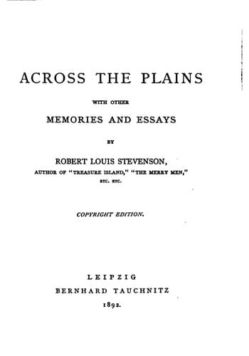 Across the Plains, with Other Memories and Essays
