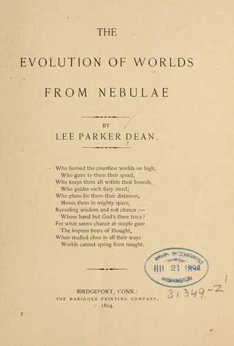 The evolution of worlds from nebulae