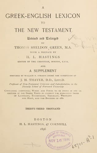 A Greek-English Lexicon to the New Testament