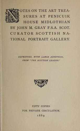 Notes on the Art Treasures at Penicuik House Midlothian