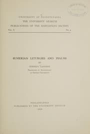Sumerian Liturgies and Psalms