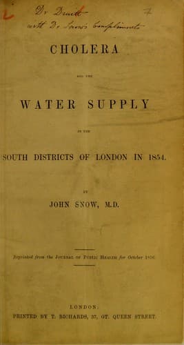 Cholera and the Water Supply in the South Districts of London in 1854