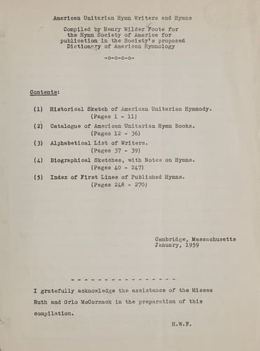 American Unitarian Hymn Writers and Hymns