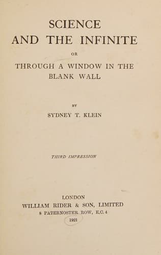 Science and the Infinite; or, Through a Window in the Blank Wall