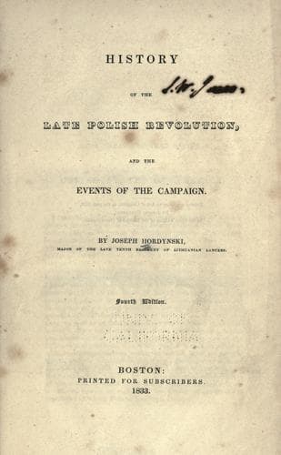 History of the Late Polish Revolution and the Events of the Campaign