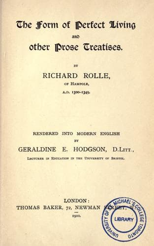 The Form of Perfect Living and Other Prose Treatises