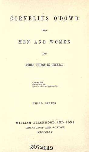 Cornelius O'Dowd Upon Men And Women And Other Things In General