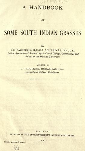 A Handbook of Some South Indian Grasses