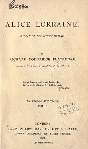Alice Lorraine: A Tale of the South Downs