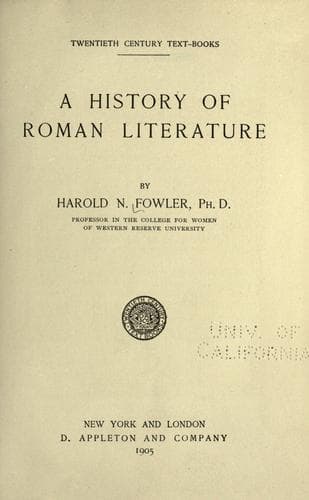 A History of Roman Literature