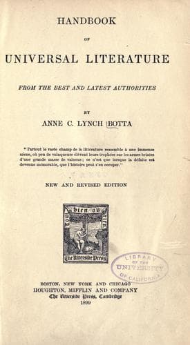 Handbook of Universal Literature, From the Best and Latest Authorities