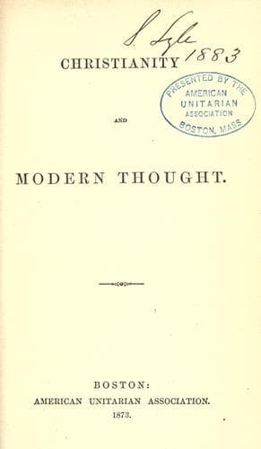 Christianity and Modern Thought