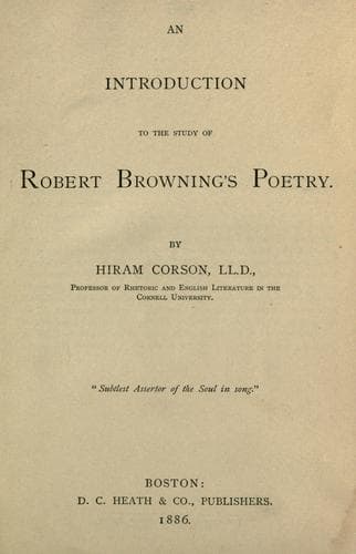 An Introduction to the Study of Robert Browning's Poetry