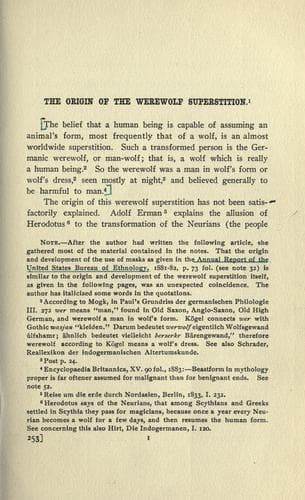 The Origin of the Werewolf Superstition