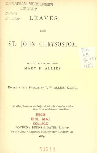 Leaves from St. John Chrysostom