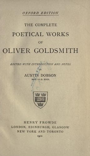 The Complete Poetical Works of Oliver Goldsmith