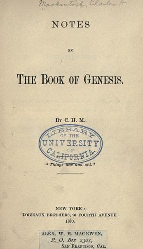 Notes on the Book of Genesis