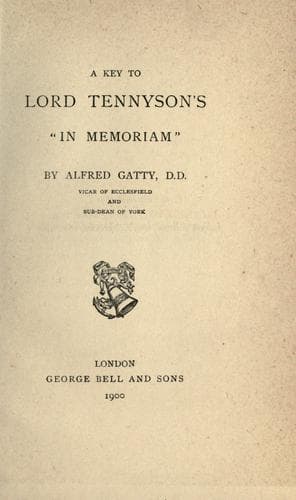 A Key to Lord Tennyson's 'In Memoriam'