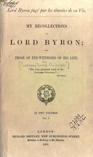My Recollections of Lord Byron