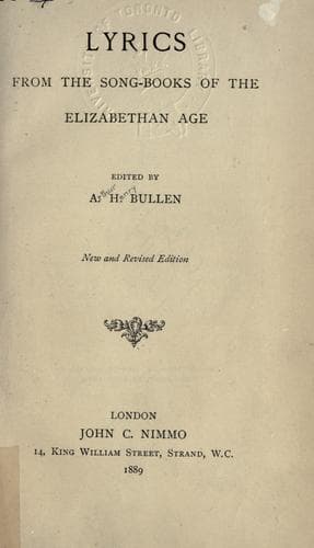 Lyrics from the Song-Books of the Elizabethan Age