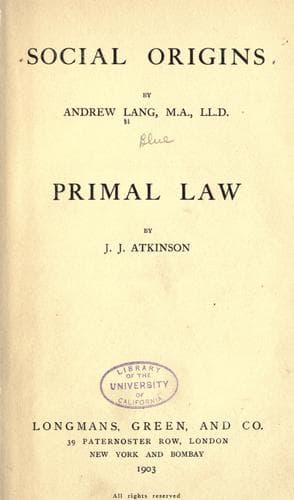 Social Origins and Primal Law