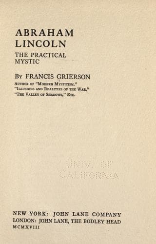 Abraham Lincoln: The Practical Mystic
