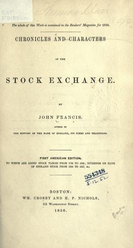 Chronicles and characters of the stock exchange