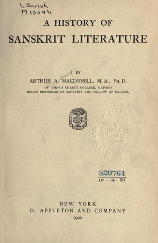 A History of Sanskrit Literature