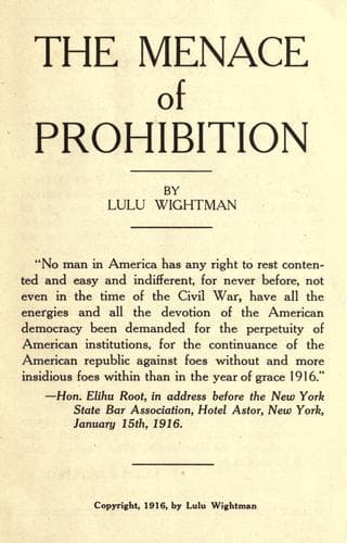 The Menace of Prohibition