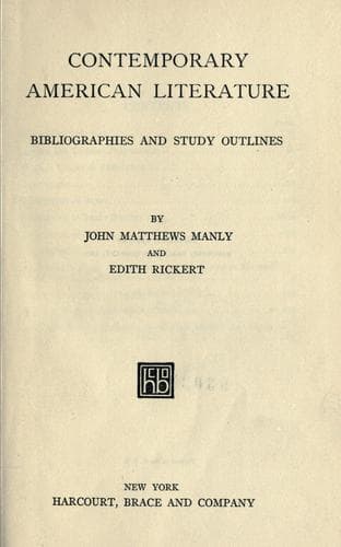Contemporary American Literature: Bibliographies and Study Outlines