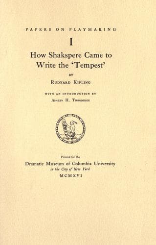 How Shakspere Came to Write the Tempest