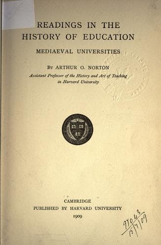 Readings in the History of Education: Mediaeval Universities