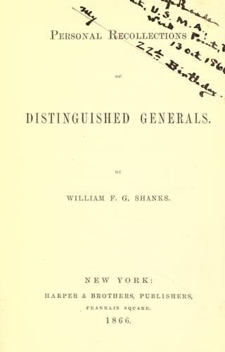Personal Recollections of Distinguished Generals