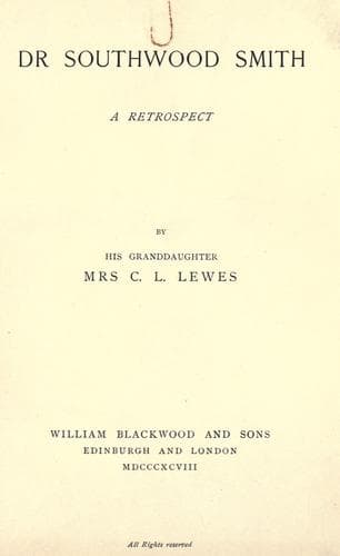 Dr. Southwood Smith: A Retrospect