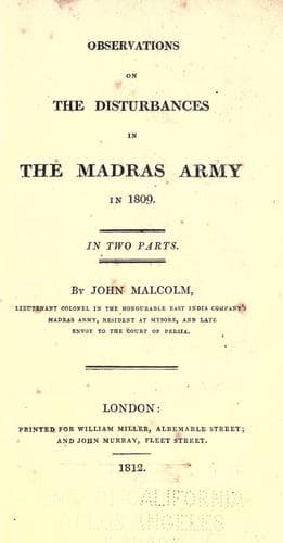 Observations on the Disturbances in the Madras Army in 1809