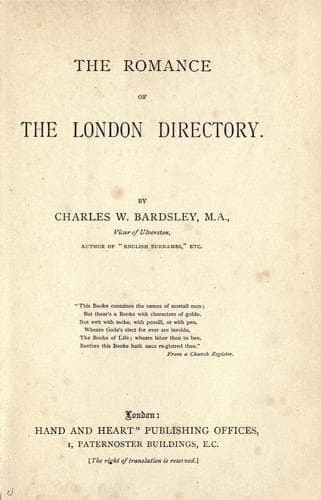 The Romance of the London Directory
