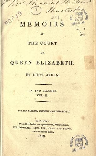 Memoirs of the Court of Queen Elizabeth