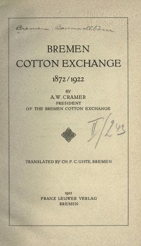 Bremen Cotton Exchange, 1872/1922