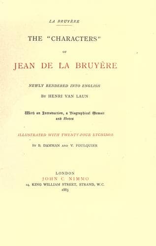 The "Characters" of Jean de La Bruyère