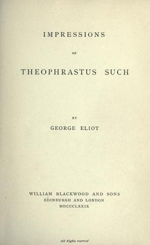 Impressions of Theophrastus Such