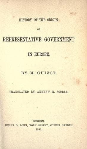 History of the Origin of Representative Government in Europe