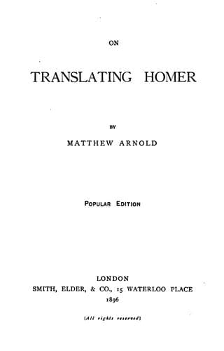 On Translating Homer