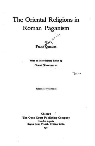 The Oriental Religions in Roman Paganism