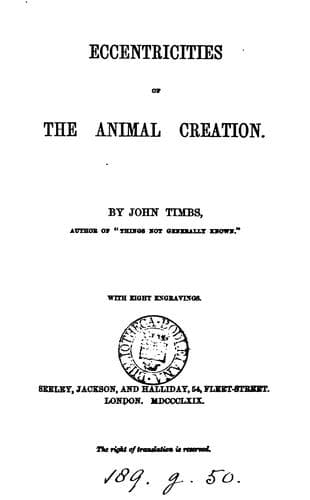 Eccentricities of the Animal Creation.