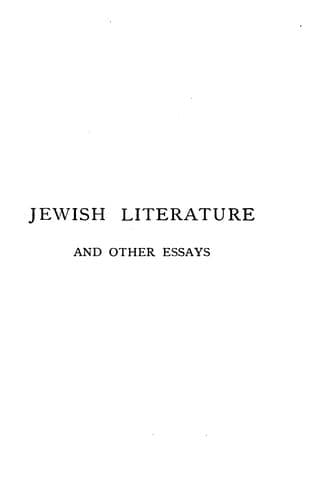 Jewish Literature and Other Essays