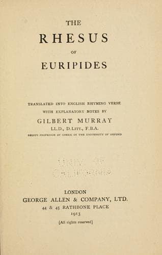 The Rhesus of Euripides