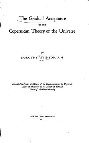 The gradual acceptance of the Copernican theory of the universe