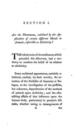 Experiments and Observations Relative to the Influence Lately Discovered by M. Galvani and Commonly Called Animal Electricity